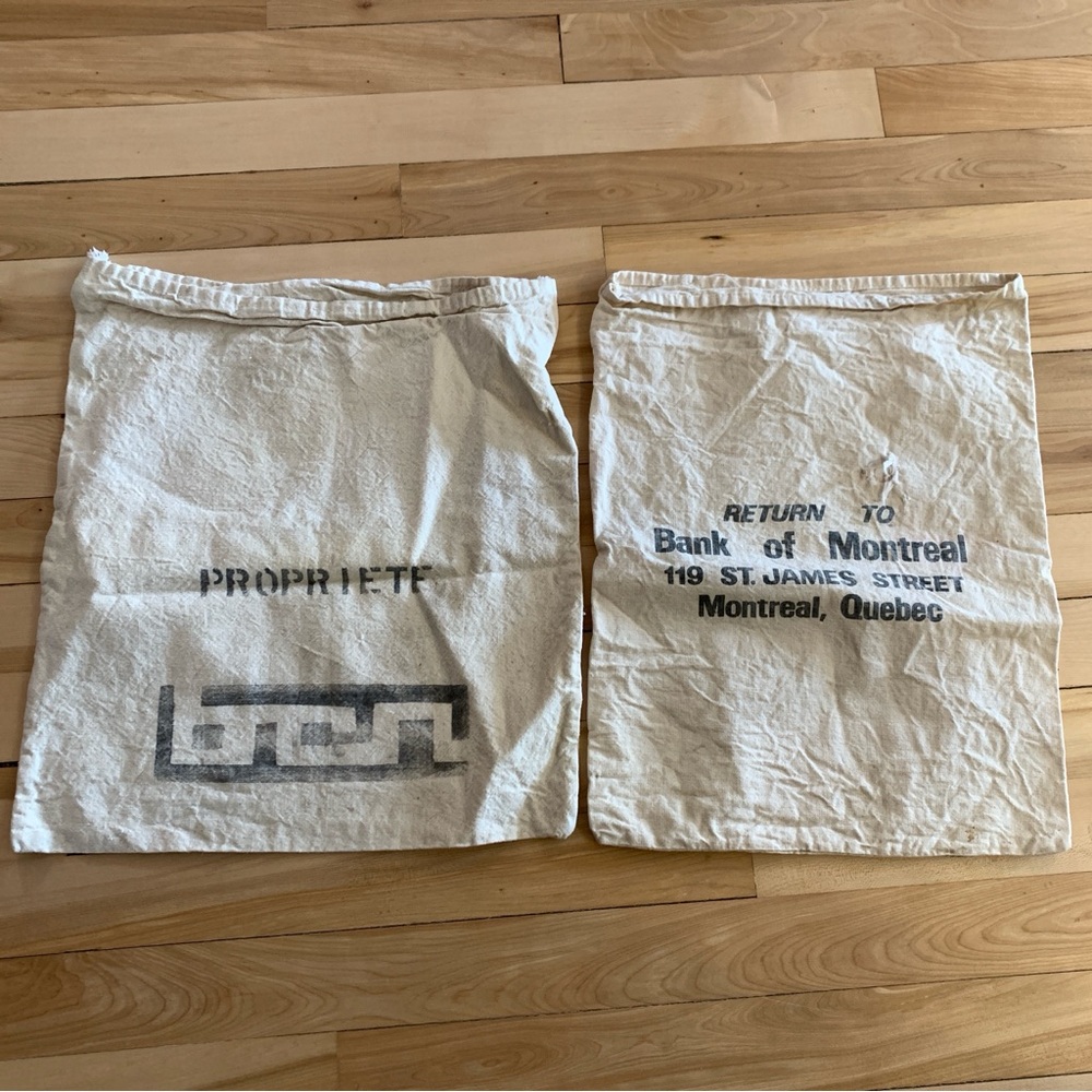 Vintage Bank Money Bags Canvas